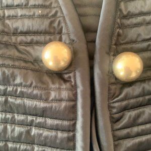 Tory Burch, Quilted Satin Vest, Size 8, Color Midnight green. Item #: 884540921